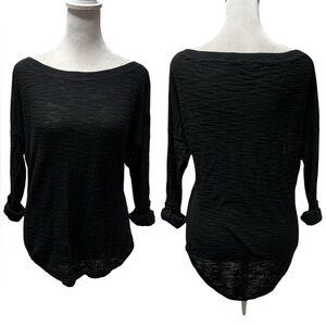 Express Black 3/4 Buttoned Up Sleeve Lightweight Knit Sweater Size Small